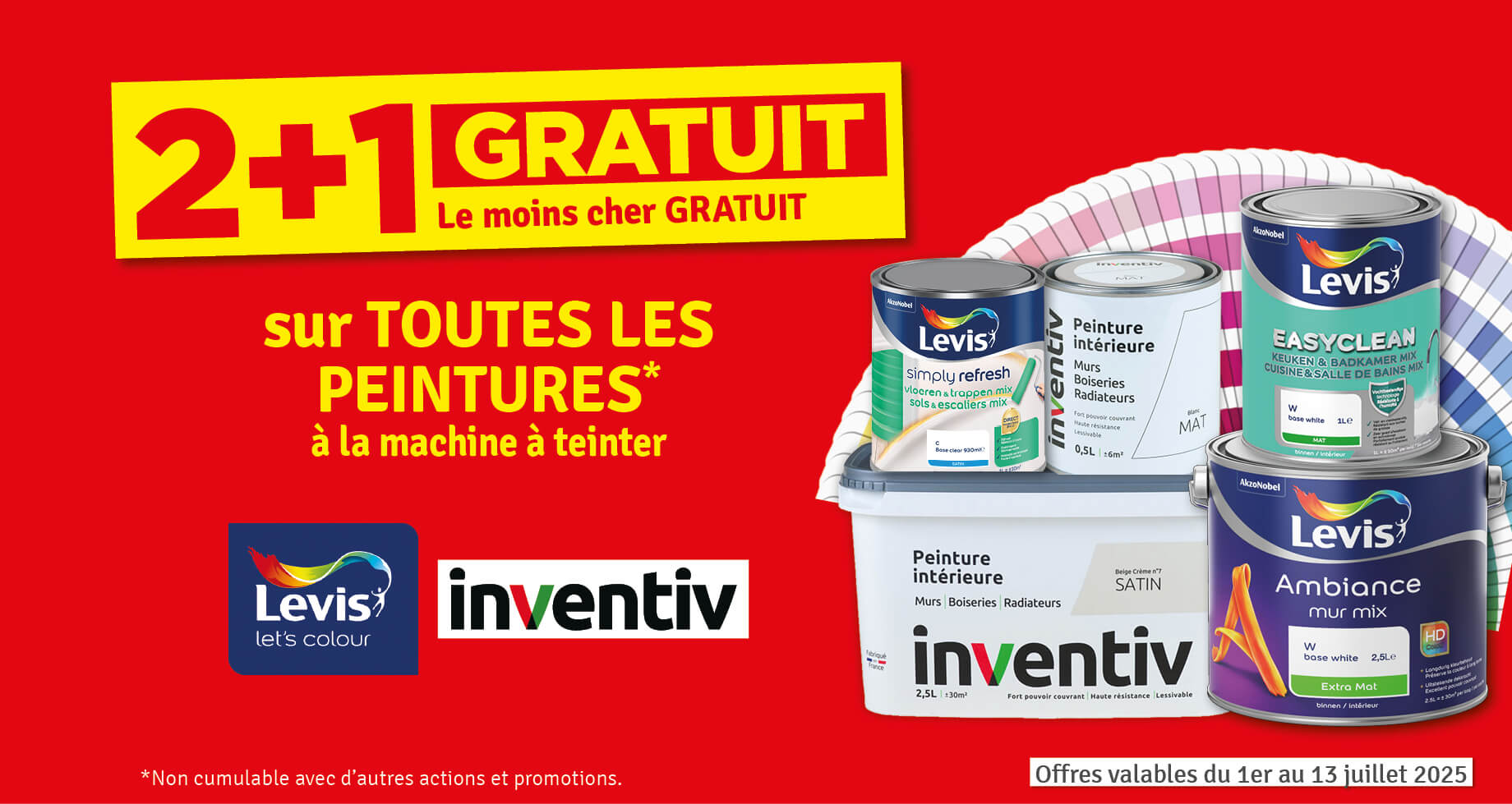 2 + 1 gratuit sur toutes les peintures à la machine à teinter